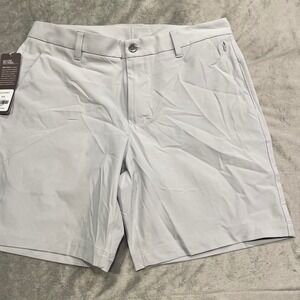 CRZ YOGA Mens Golf Shorts 32W Light Gray Dry Fit Athletic Casual Flat Front